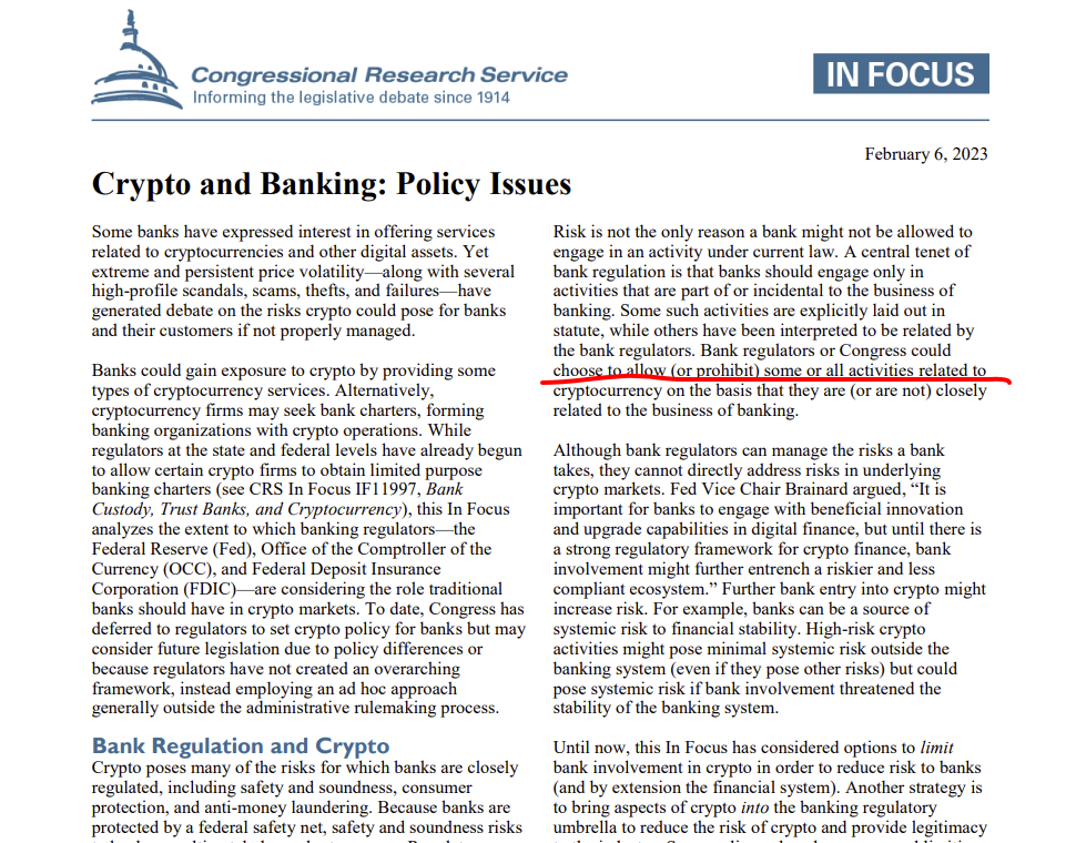 Congressional Report on Crypto