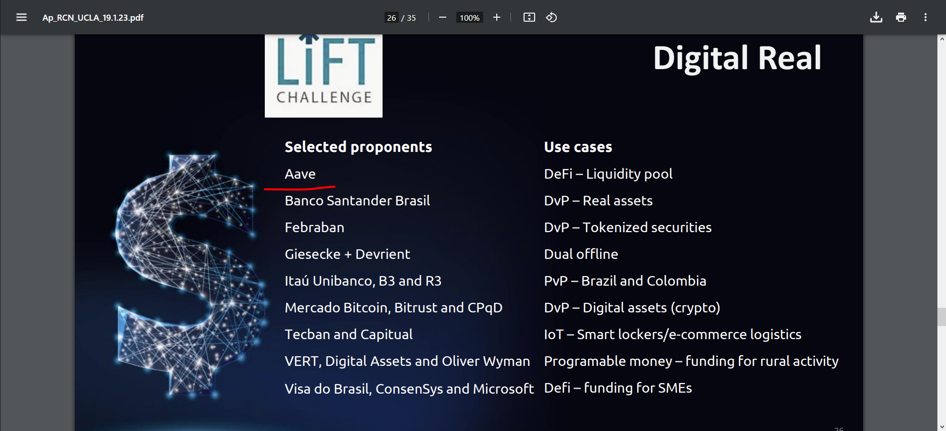 Central Bank of Brazil - AAVE selected proponents