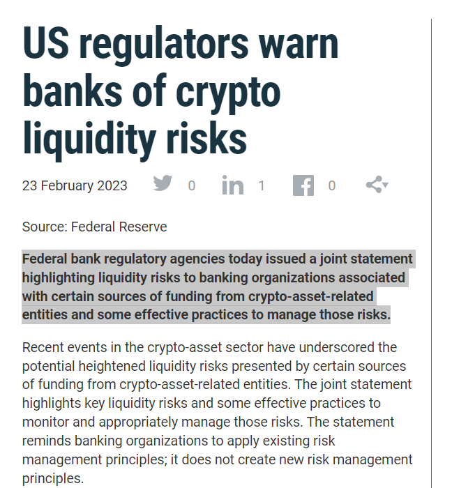 US regulators warn of Crypto Liquidity Risks