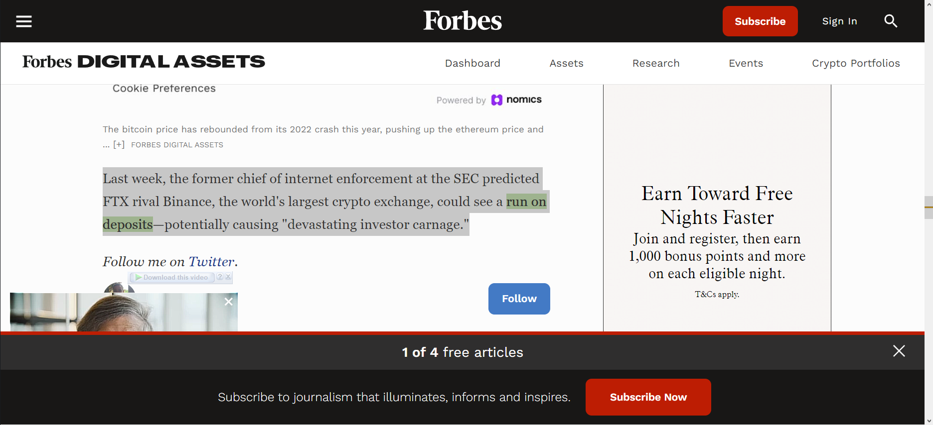 Last week, the former chief of internet enforcement at the SEC predicted FTX rival Binance, the world's largest crypto exchange, could see a run on deposits—potentially causing "devastating investor carnage."