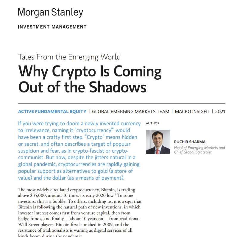 Morgan Stanley - Why Crypto Is Coming Out of the Shadows