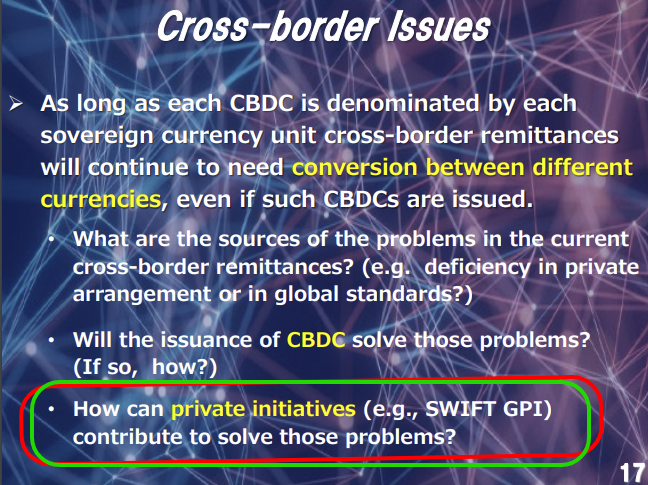 IMF pdf Hiromi Yamaoka presentation on CBDC.  Cross border issue.  Can the Private initiatives contribute to solve the problems?