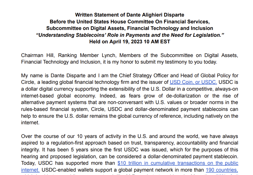 Dante from Circle  Dante Alighieri Disparte Before the United States House Committee On Financial Services,