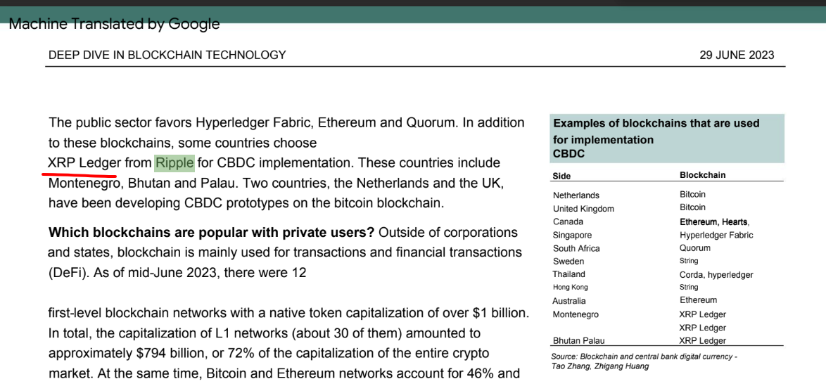 SBER bank (russian bank) lists XRP instances as a  CBDC protocol