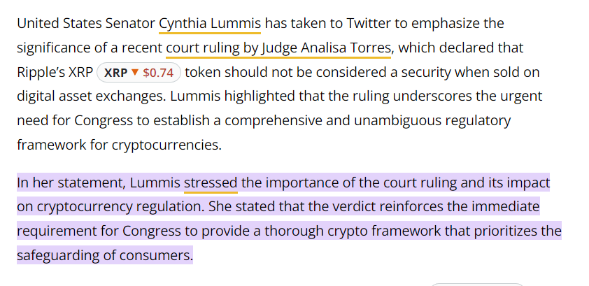 Lummis uses XRP verdict to go after clarity