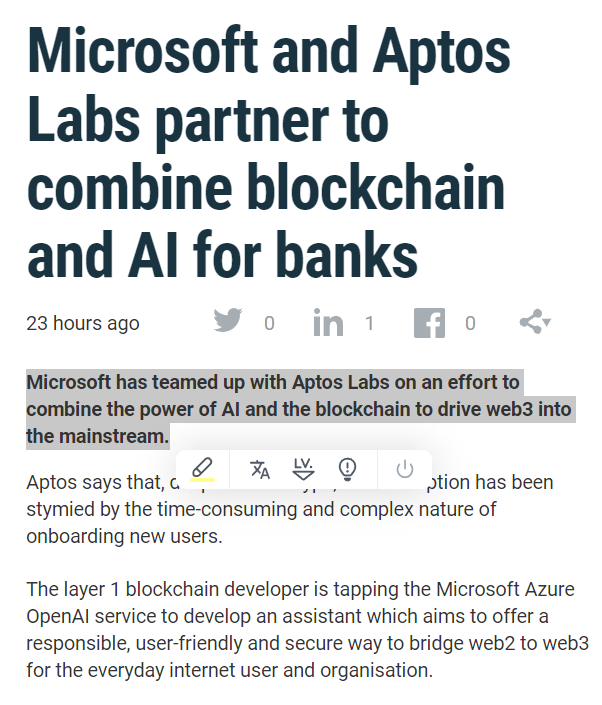 Microsoft has teamed up with Aptos Labs on an effort to combine the power of AI and the blockchain to drive web3 into the mainstream.