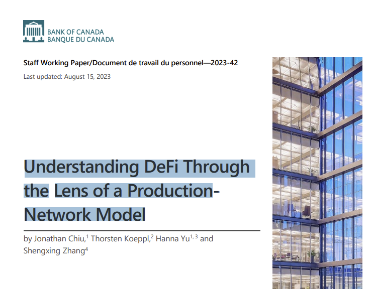 Bank of Canada - Understanding DeFi Through the Lens of a ProductionNetwork Model