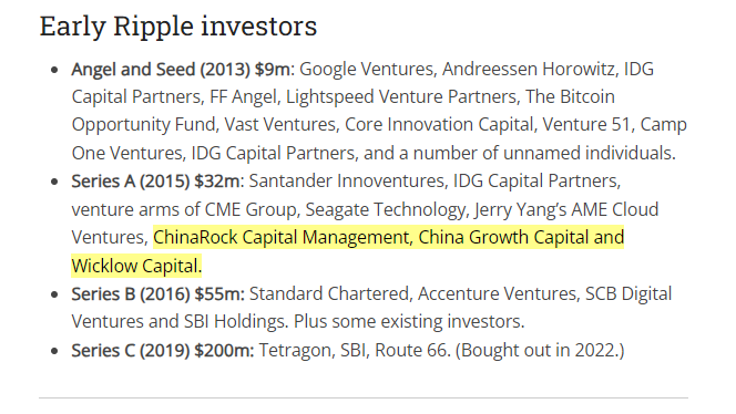 Ripple Series A had a few companies from China investing?