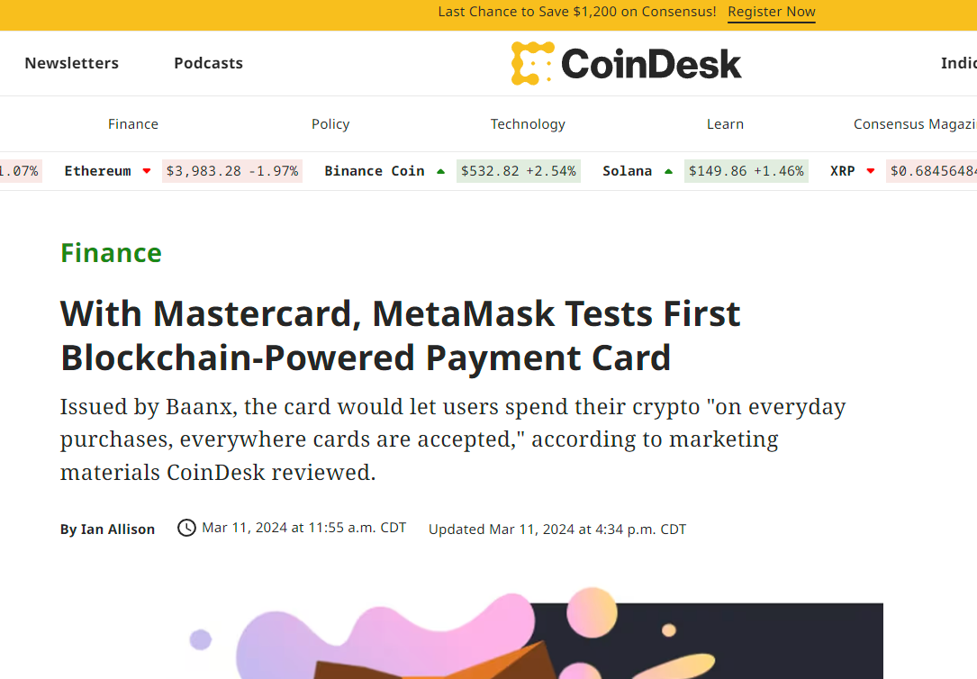 5m mcap coin BXX partners with Mastercard