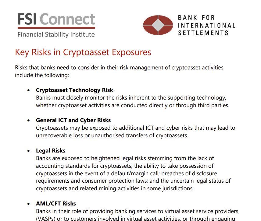 BIS - Key Risks in Cryptoasset Exposures