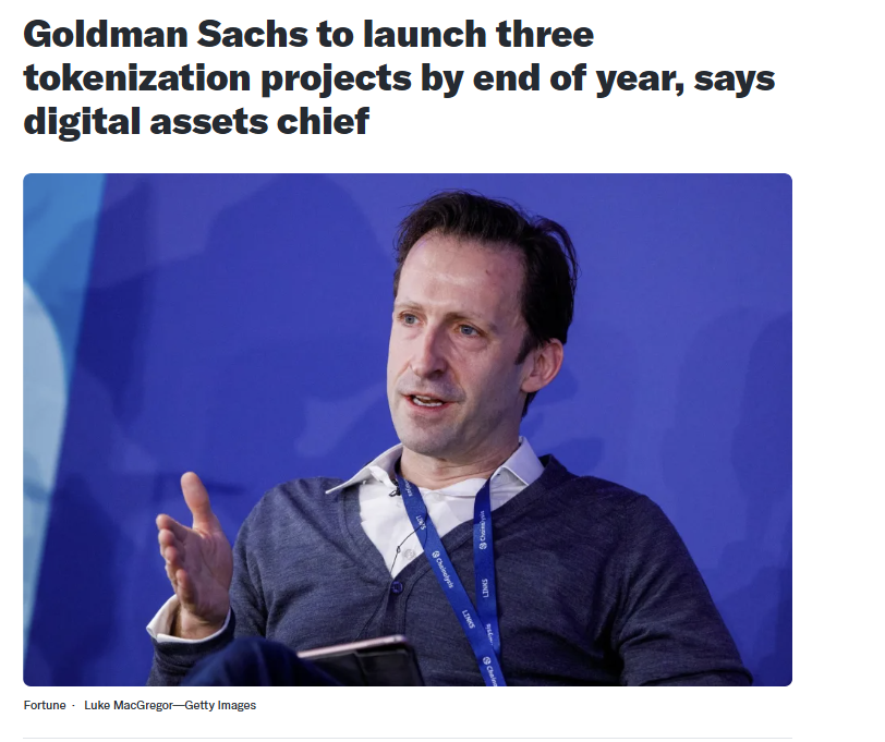 Goldman Sachs to launch three tokenization projects by end of year, says digital assets chief