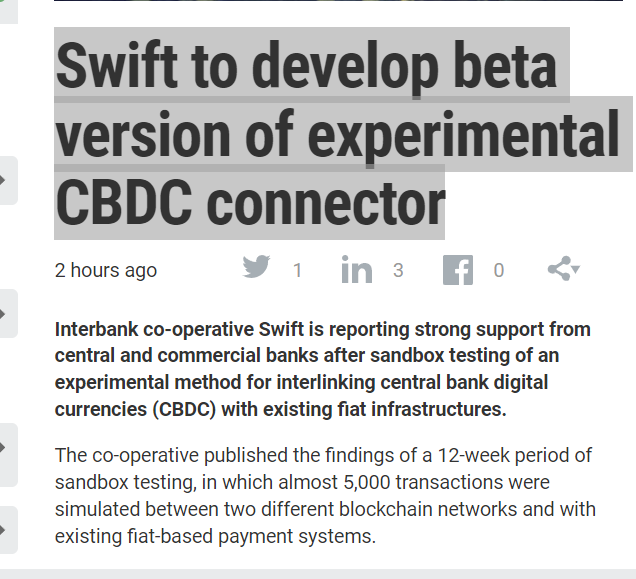 Swift to develop beta version of experimental CBDC connector