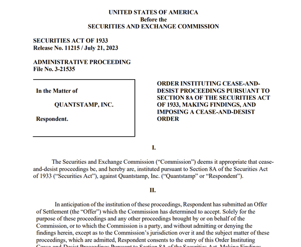 QuantStamp QSP gets a cease and desist. (its security project you buy QSP tokens and they audit your code paid in QSP)