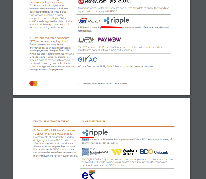 Mastercard PDF showcasing Ripple CBDC/SBI REMIT